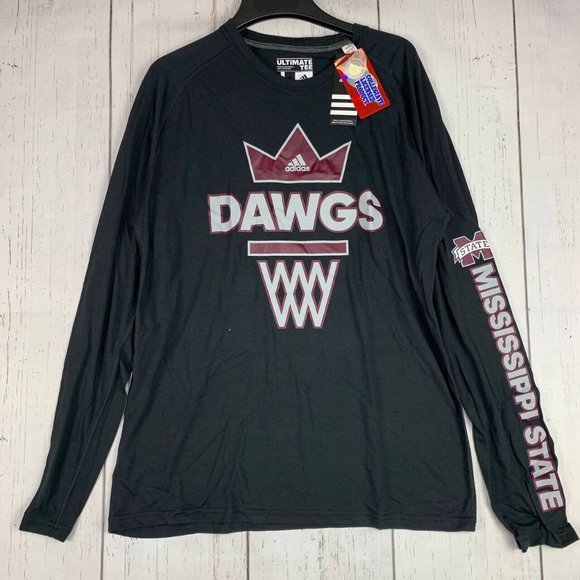 Mississippi‎ State Dawgs NCAA Adidas Large Ultimate Tee Black Sweatshirt New Men - Picture 1 of 6